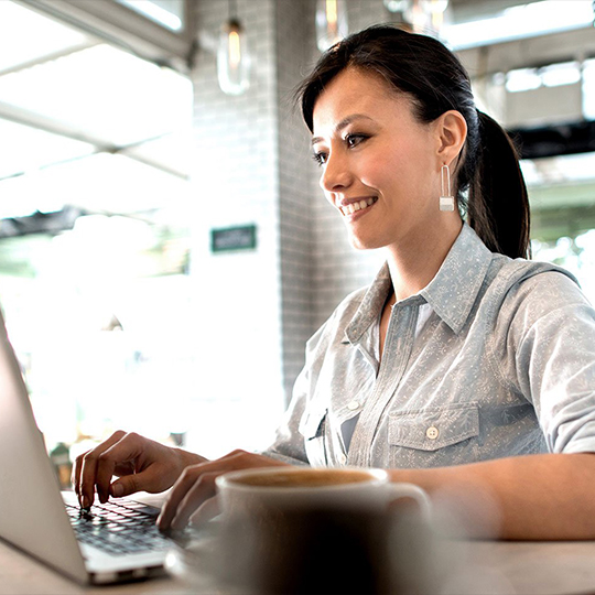 woman looking to the screen